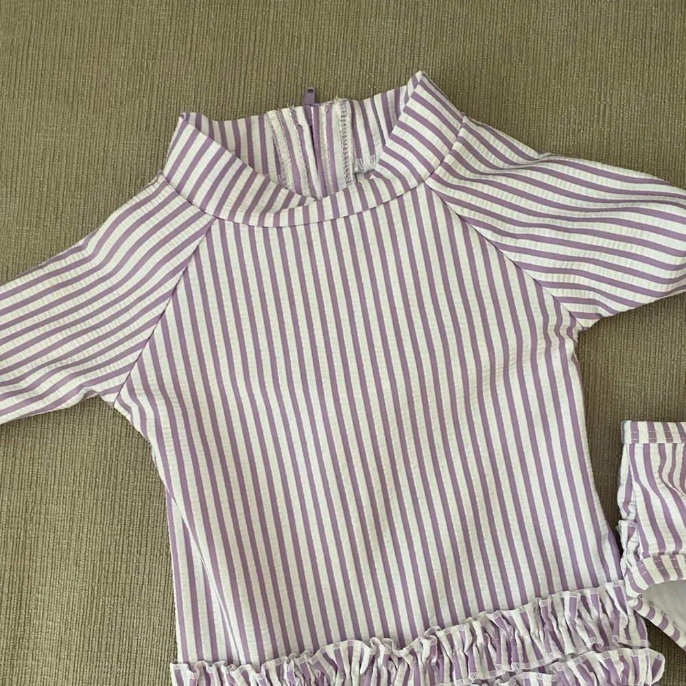 Ruffle Butts Lavender Striped Set